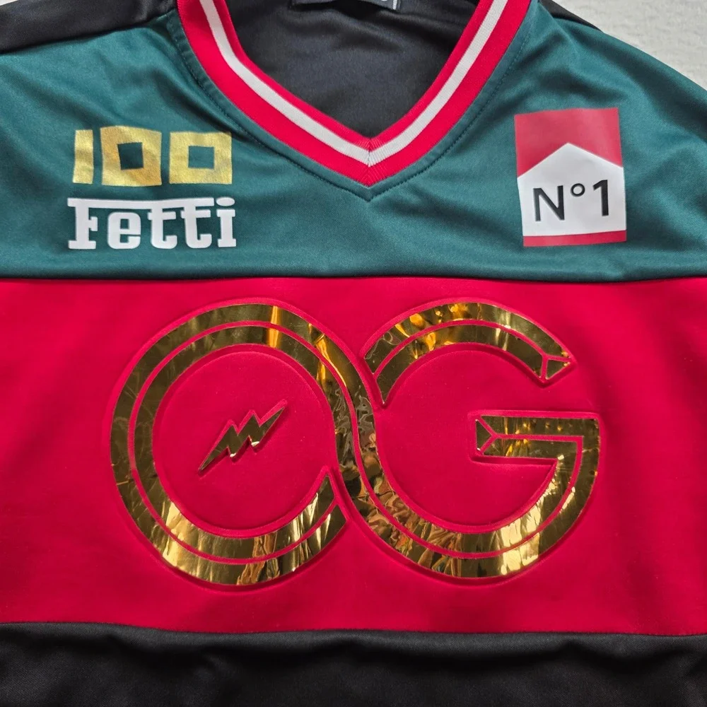 Contender Mens Streetwear Jersey XL‎ Green Red Black Gold Metallic OG Fetti N1